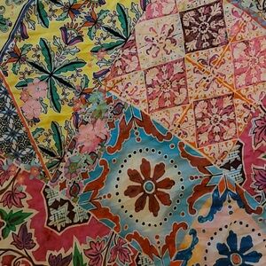 JOHNNY WAS Multicolor Floral Silk Scarf